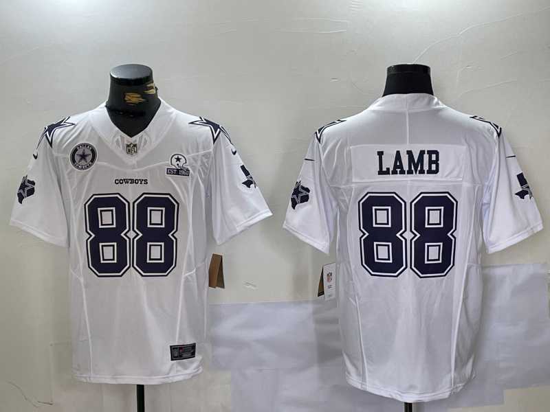 Men%27s Dallas Cowboys #88 CeeDee Lamb 2024 White F.U.S.E. With Established In 1960 Patch Stitched Jersey Dzhi->dallas cowboys->NFL Jersey